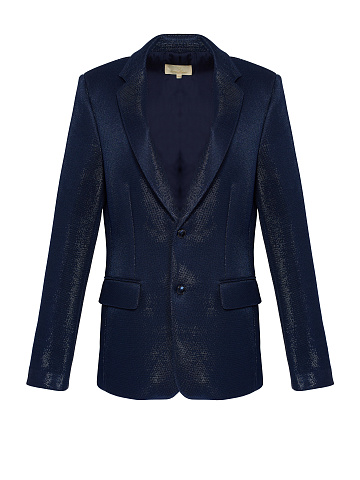 Dark blue single-breasted jacket with lurex, 1
