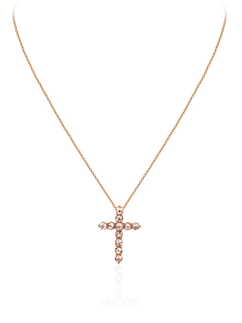 Morganite, Round Diamond & Rose Gold Necklace, 1