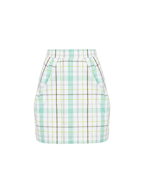 White & Green Checked Cotton Top & Mini Skirt, 3