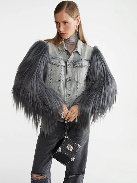 Grey Denim & Yak Fur Jacket, 2 Grey Denim & Yak Fur Jacket, 2