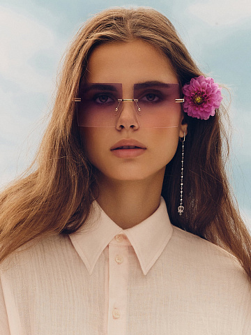 White Gold & Pink Quartz Long Earrings, 2