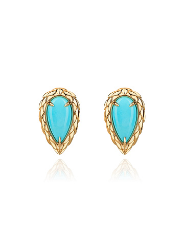 Yellow gold earrings with turquoise, 1