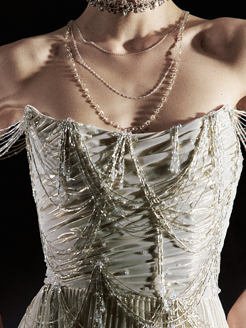 Gold Chiffon Maxi Dress With Embroidery, 6