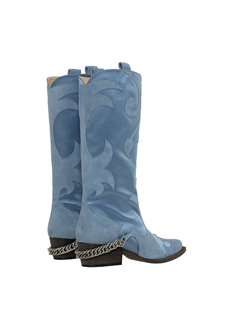 Blue Cossacks Made Of Satin And Suede With Chain, 3