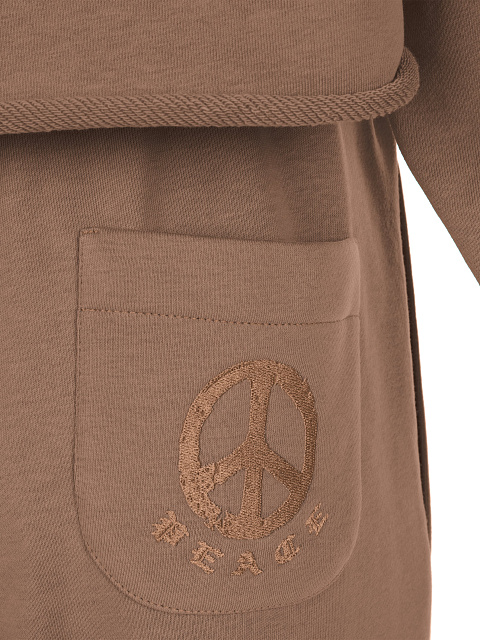 Beige cotton tracksuit with Peace embroidery, 5