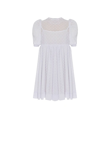 Girl's White Lace Collar Chiffon Dress, 1