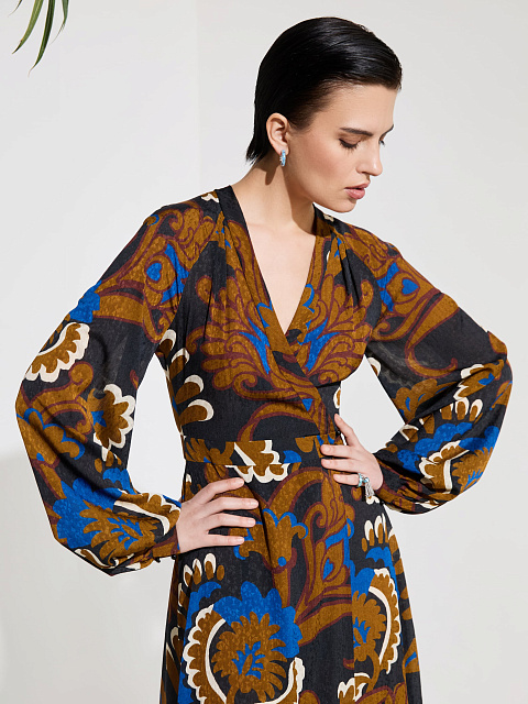 Brown floral-print maxi dress, 6