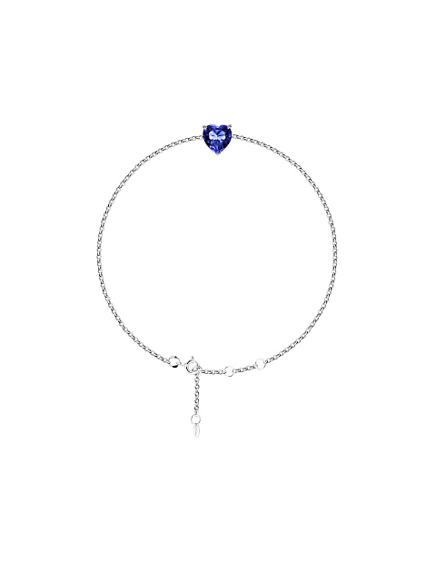 Silver & Blue Cubic Zirkonia Heart Bracelet, 1