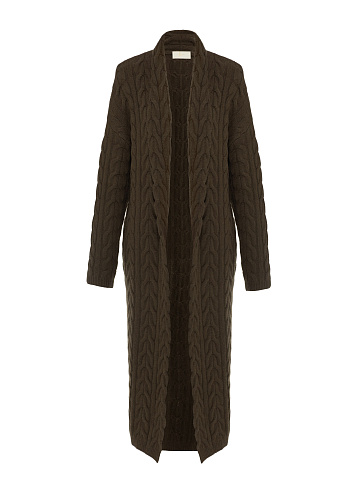Khaki Knitted Cashmere Coat, 1