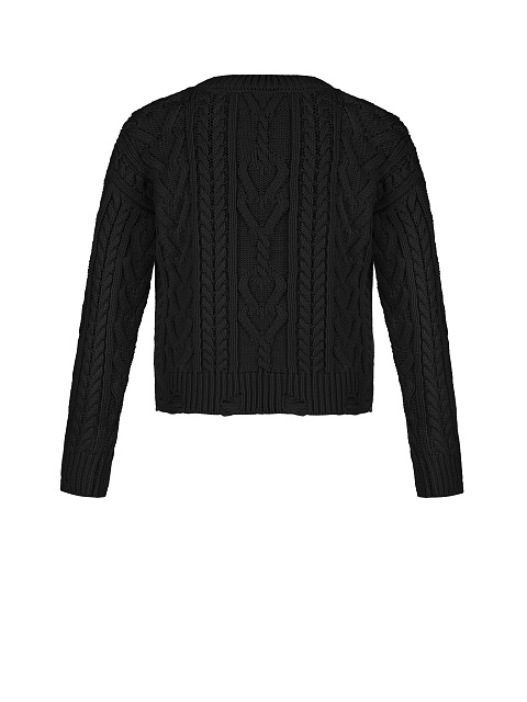 Kids Black Cable Knit Cotton Mix Sweater, 2