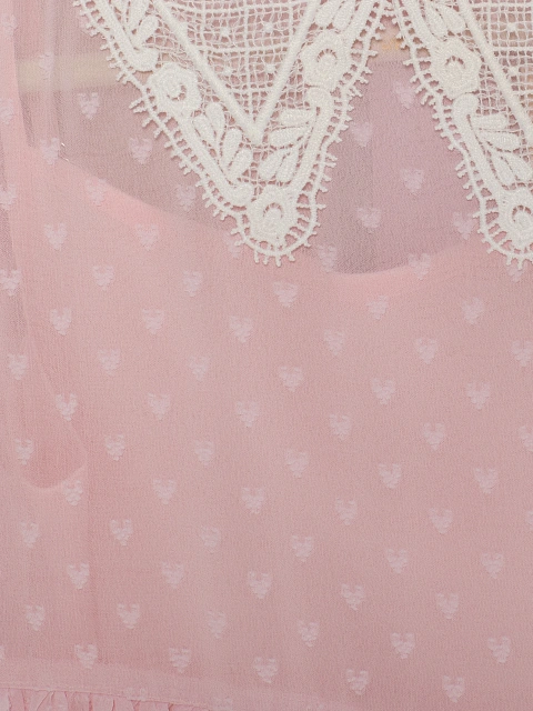 Girl's Pink Lace Collar Chiffon Dress, 4