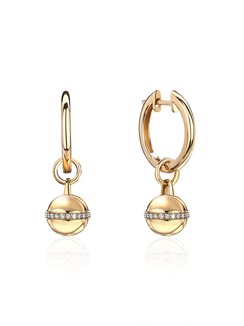 Small yellow gold hoops with pendants, 1