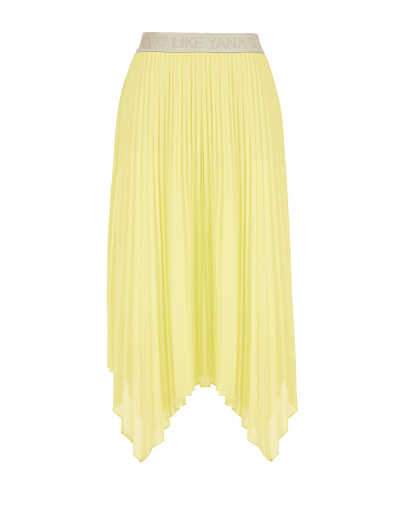 Yellow Pleated Asymmetric Midi Skirt, 1