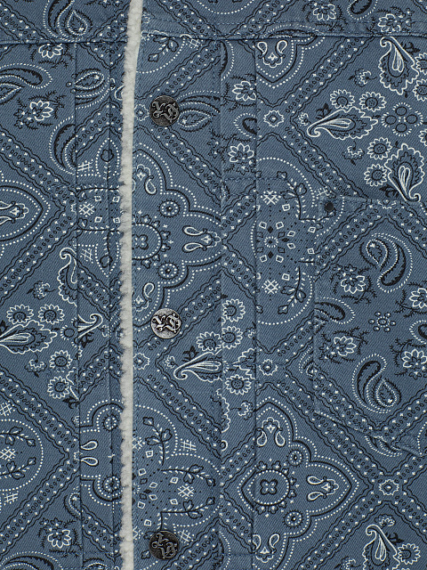 Blue Paisley Denim Jacket, 3