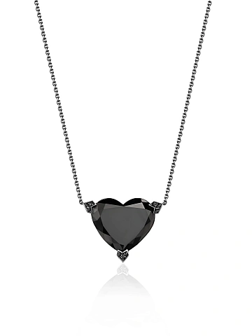 Black Gold & Heart-cut Black Diamond Necklace, 1