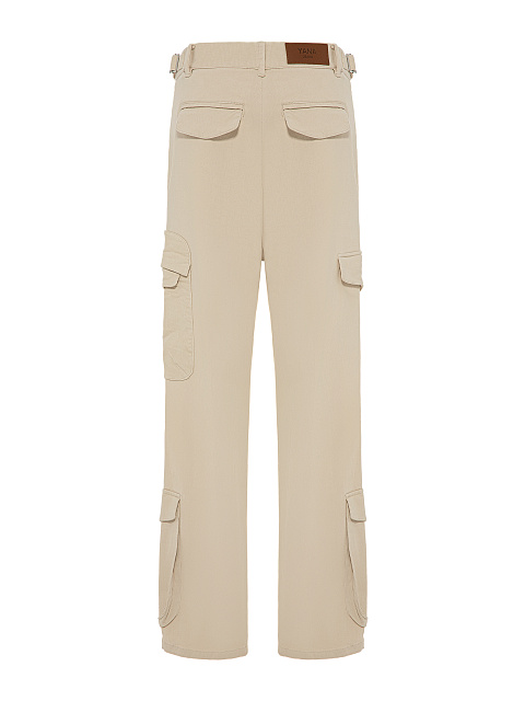 Beige Cotton Cargo Pants, 3