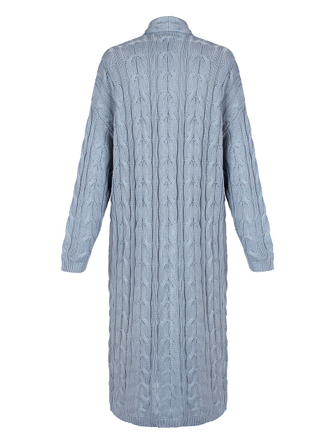 Blue Tencel & Silk Cable Knit Long Cardigan, 2