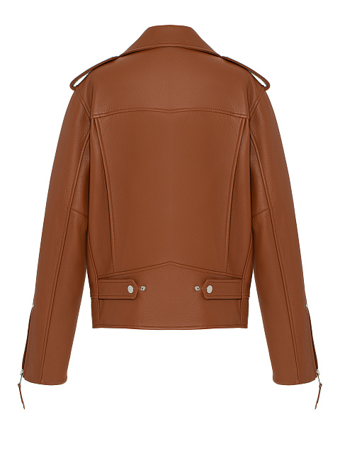 Oversized Brown Leather Biker Jacket, 2
