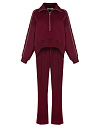 Бордовый костюм с укороченной толстовкой и вышивкой Бордовый костюм с укороченной толстовкой и вышивкой