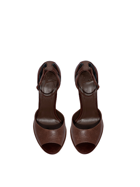 Brown Leather Chunky Heel Sandals, 4 Brown Leather Chunky Heel Sandals, 4