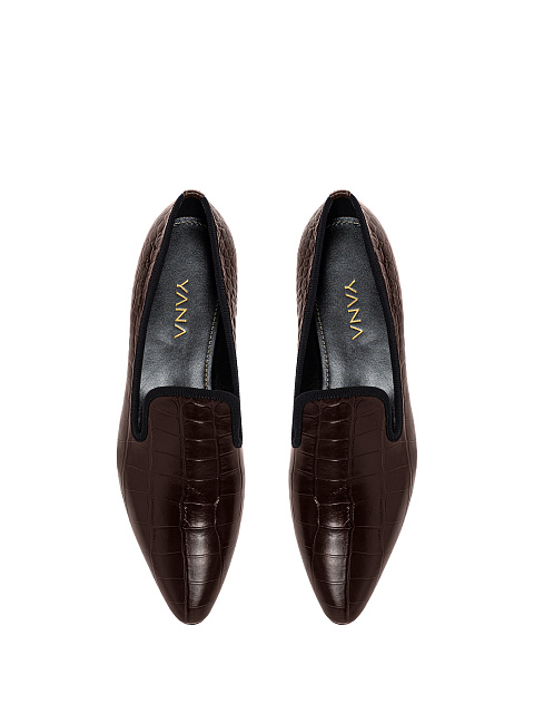 Brown leather loafers, 5