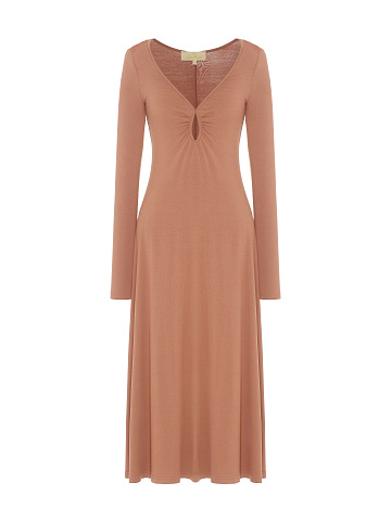 Beige Rayon Jersey Midi Dress, 1