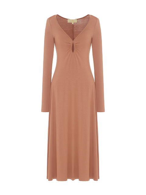 Beige Rayon Jersey Midi Dress, 1