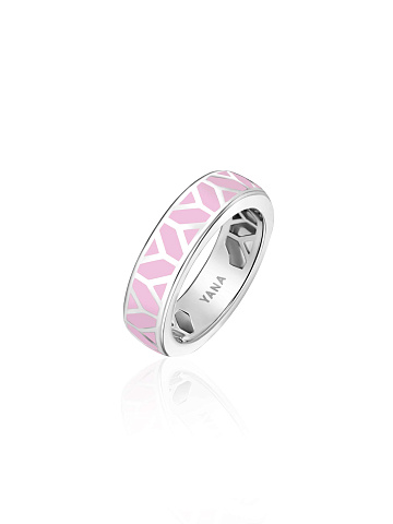 White gold ring with Sakura colored enamel, 1
