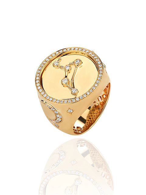 Round Diamond & Gold "Horoskope" Ring, 1