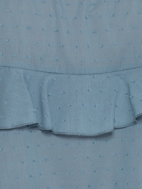 Light Blue Cotton Mini Dress With Ruffles, 3