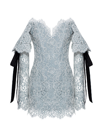 Light Blue Lace Mini Dress, 1