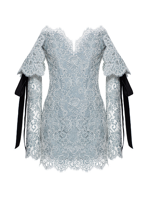 Light Blue Lace Mini Dress, 1