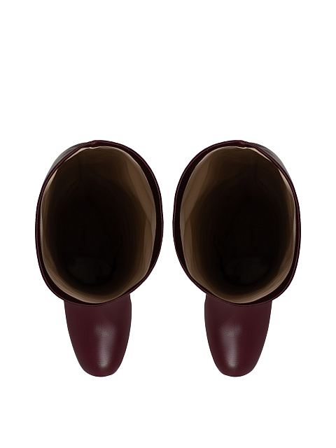 Bordeaux Leather Round Toe Long Boots, 4