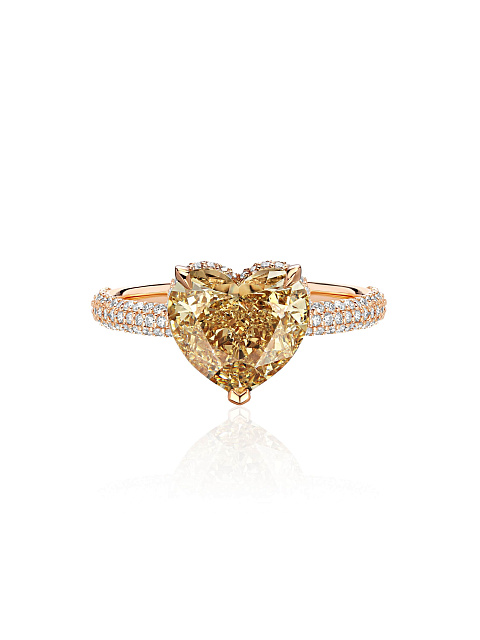 Rose gold ring with a brown heart-cut diamond, 3
