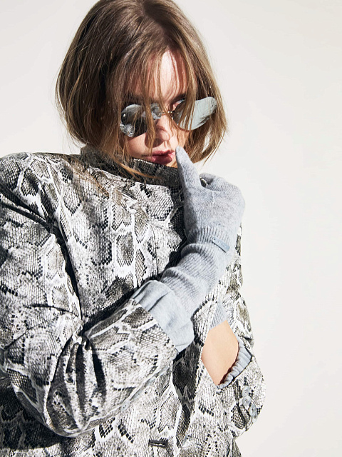 Grey Snakeskin Prined Faux Leather Jacket, 3