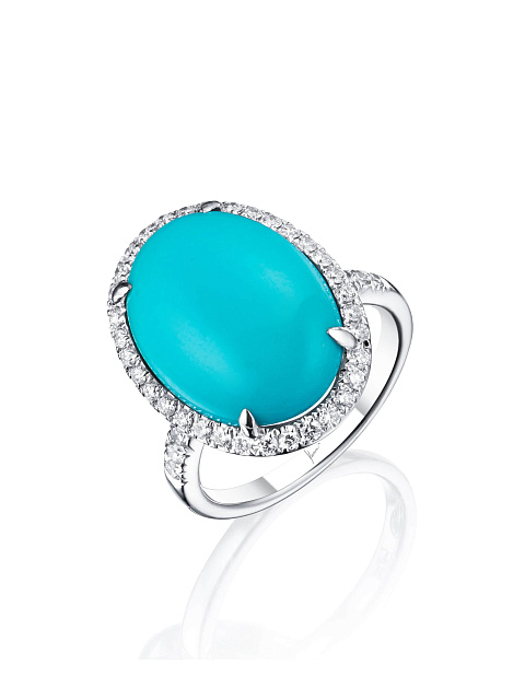 White Gold, Turquoise & Diamonds Ring, 1