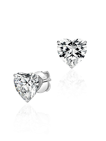 White Gold & Heart-cut Cubic Zirconia Studs, 1