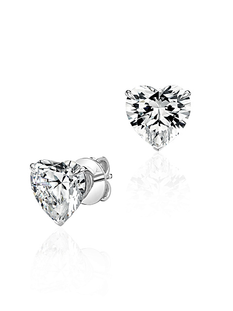 White Gold & Heart-cut Cubic Zirconia Studs, 1 White Gold & Heart-cut Cubic Zirconia Studs, 1