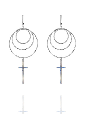 Silver & Cubic Zirkonia Hoop Earrings, 1