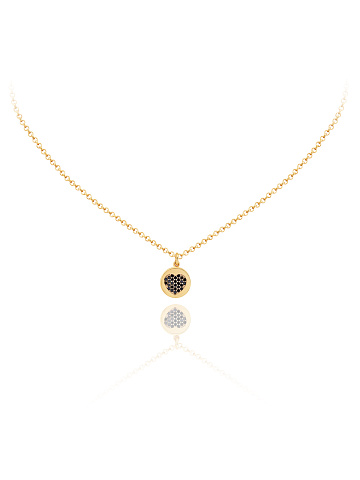 Yellow Silver & Black Cubic Zirkonia Necklace, 1