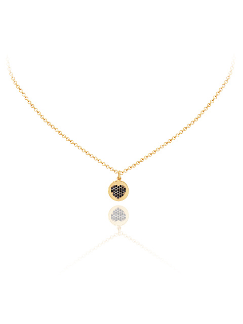 Yellow Silver & Black Cubic Zirkonia Necklace, 1 Yellow Silver & Black Cubic Zirkonia Necklace, 1