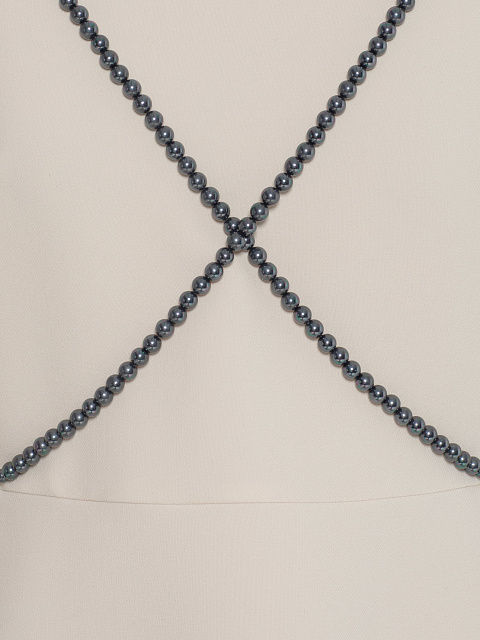 Milk midi dress with black pearls, 3