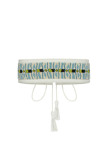 White Bead-Embellished Cotton Belt, 2