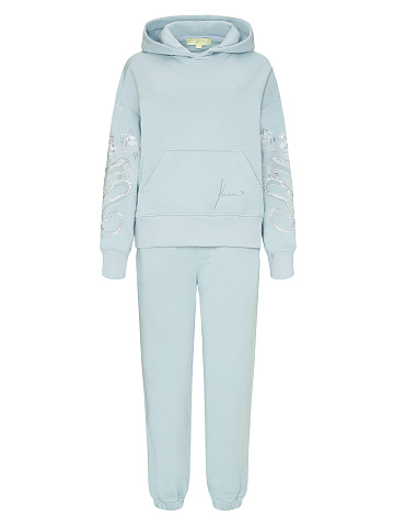 Dragons Embroidered Light Blue Jersey Suit, 1