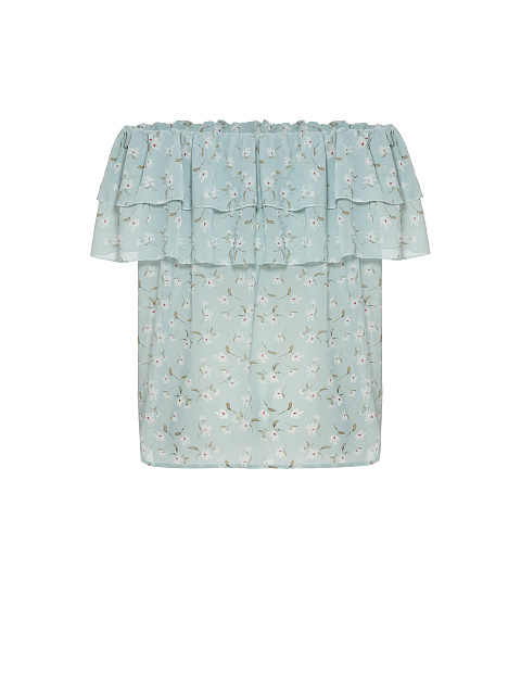 Blue Chiffon Off Shoulder Top, 2