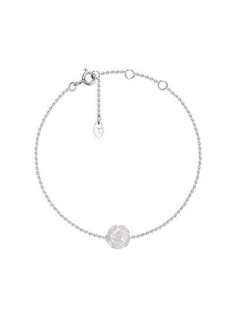 Bracelet made of white gold with a rose of white carved mother-of-pearl, 1 Bracelet made of white gold with a rose of white carved mother-of-pearl, 1