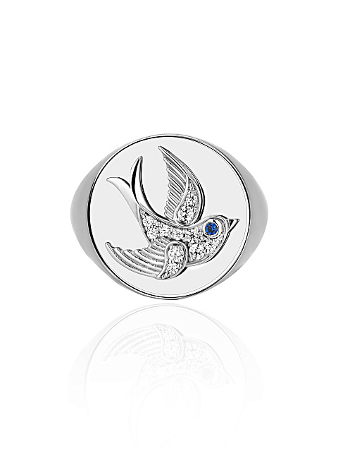 Blue Cubic Zirconia & Cubic Zirconia & Silver Ring, 2 Blue Cubic Zirconia & Cubic Zirconia & Silver Ring, 2