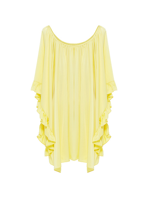 Yellow Rayon Ruffled Mini Dress, 1