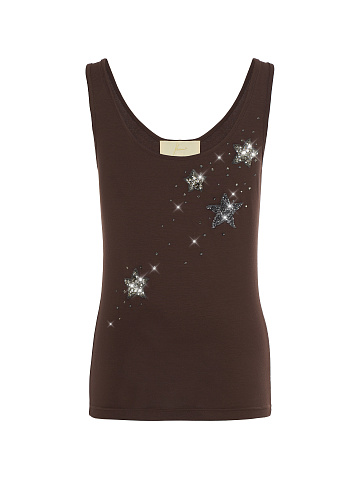 Brown Rhinestones Tank Top, 1