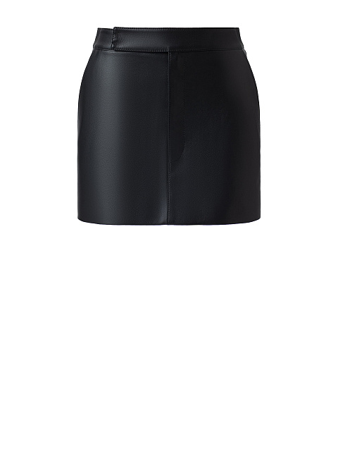 Юбка мини из черной натуральной кожи, 1